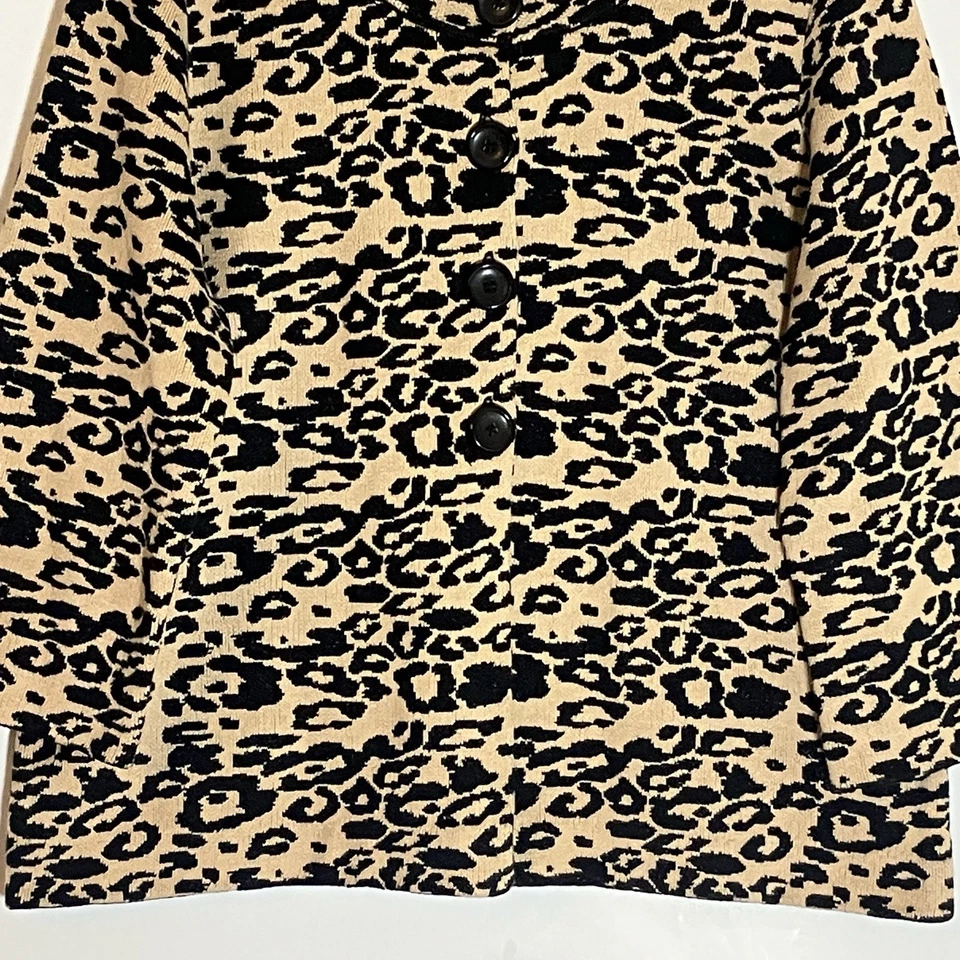 Suéter Peck & Peck Mujer Grande Tostado Leopardo Cárdigan Guepardo Botón Delantero Boho Foto 3 de 4