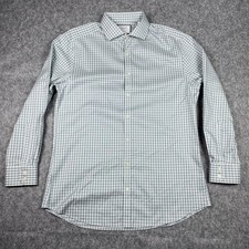 Charles Tyrwhitt Dress Shirt Mens 16.5x33 Green Gingham Extra Slim Fit Non-Iron