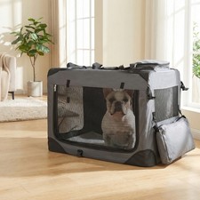 32" Collapsible Soft Dog Crate,Portable Dog Travel Crate w/Mesh Windows, 3 Doors