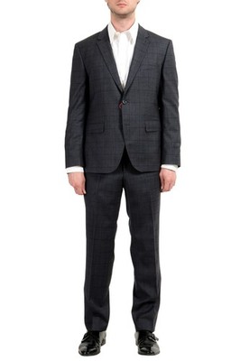 Hugo Boss ''C-Jeffery/C-Simmons'' Men's Wool Plaid Gray Two Button Suit