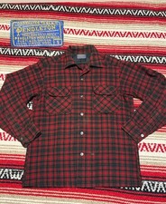 1960s VTG Pendleton Wool Shirt Loop Collar Plaid Men Small 60s Shadow Plaid