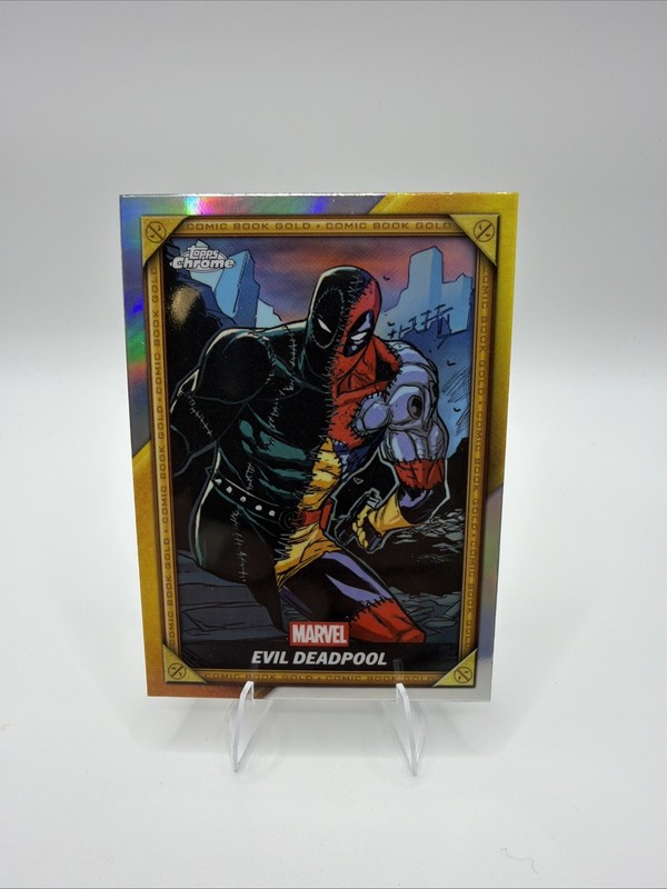 2025 Topps Chrome Deadpool #CB-14 Evil Deadpool Comic Book Gold Refractor Insert