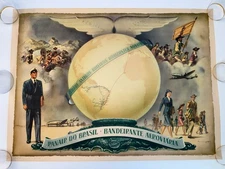 PANAIR DO BRASIL AIRLINES 1947 ORIG POSTER 29 1/2" by  21 1/2"