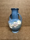 Roseville Art Pottery 1940's Blue Cosmos 2 Handle Vase 946-6
