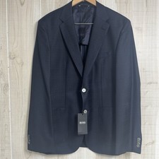 Hugo Boss Janson 6 Lanificio Tesse Biella Wool Navy Blue 2 Button Blazer Sz 42R