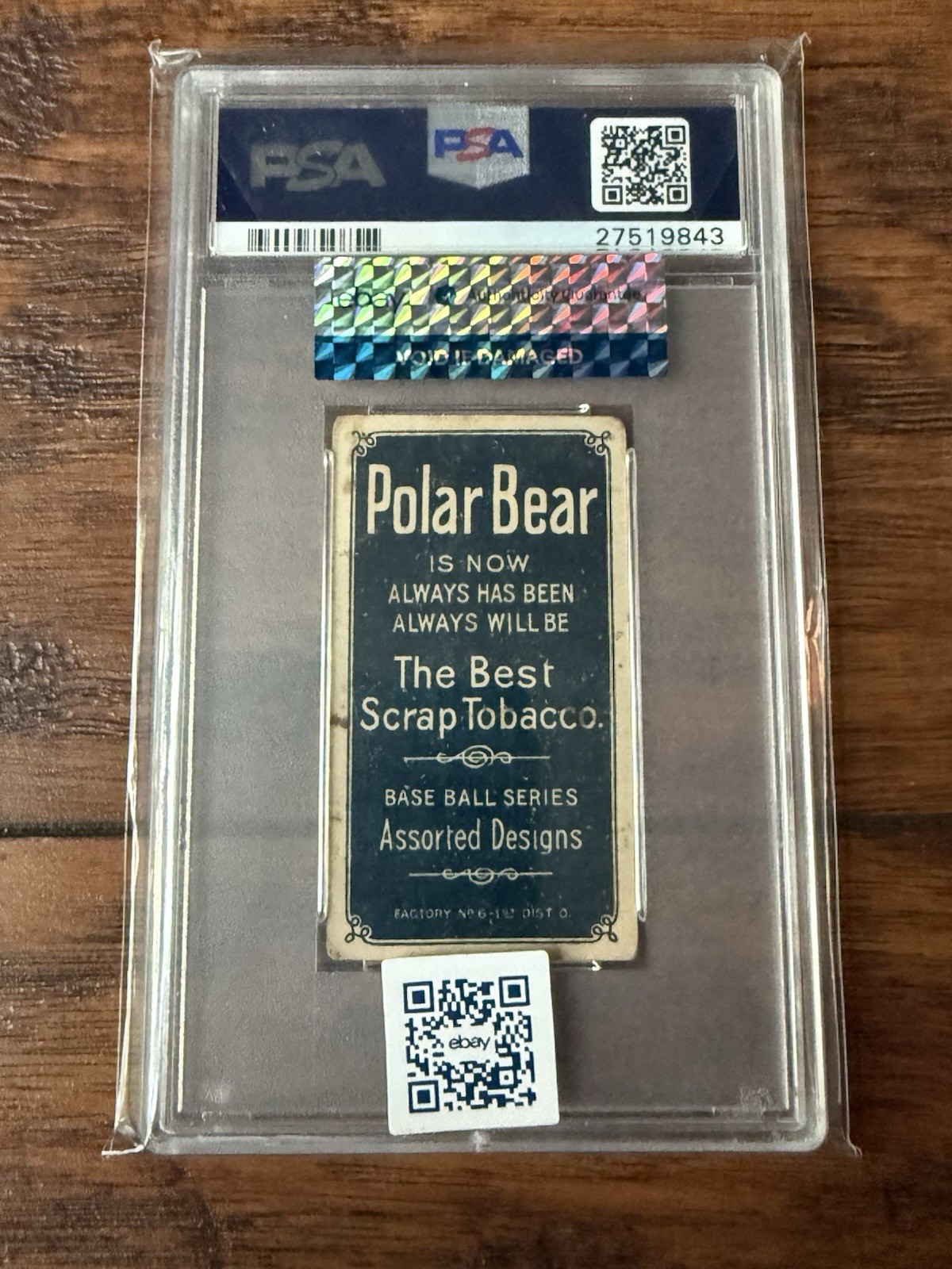 1909-11 T-206 Frank Chance Portrait Yellow PSA 3 Polar Bear Back *25 Year Seller view 2