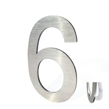 Silver 3Inch Number 6 Stainless Steel Modern House Mailbox SelfAdhesive