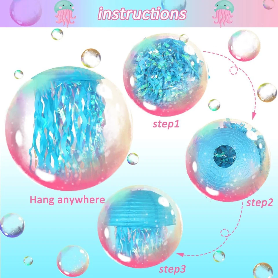 Colorful Jellyfish Paper Lanterns  Birthday Decoration Half Round B8Z3 - Image 4 of 4