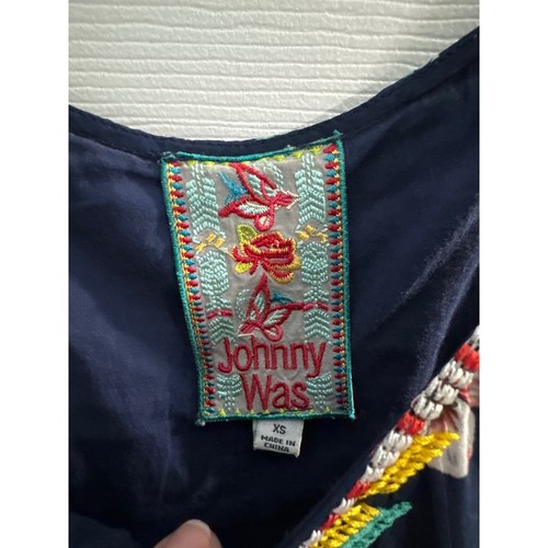 Johnny Was Jumper Floral Embroidered Bohemian Casual Navy XS - Picture 3 of 4