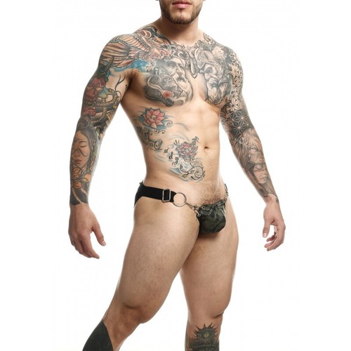 Sospensorio erotico maschile abbigliamento intimo uomo perizoma verde militare - Foto 9 di 9