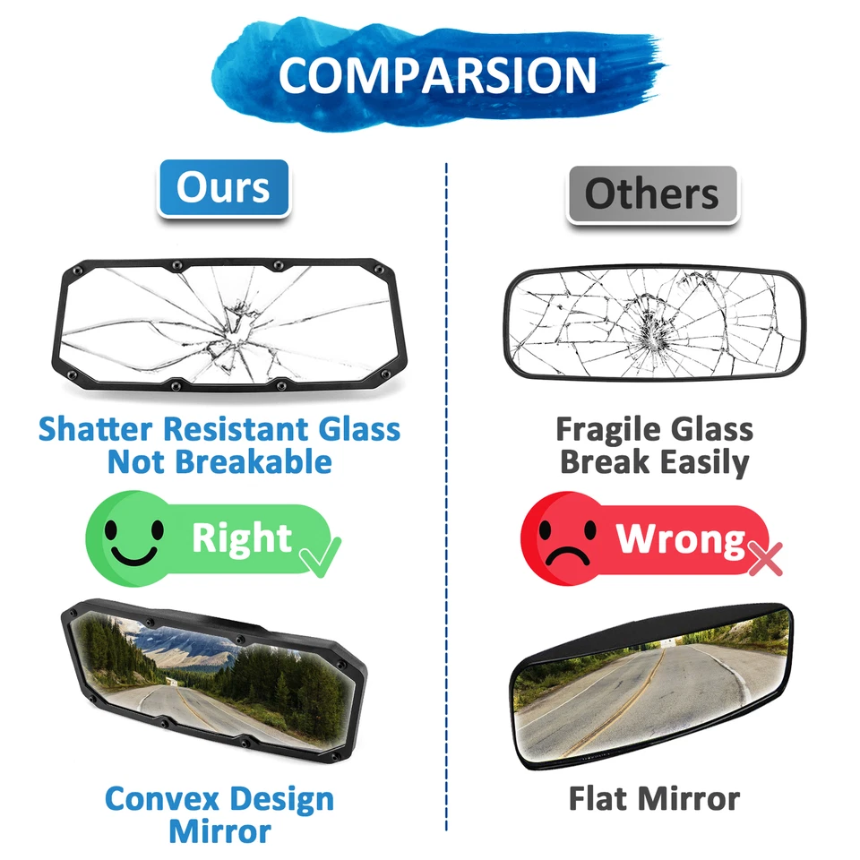 Espejo retrovisor central todoterreno para Polaris Ranger 570 900 1000 XP 2013-2025 Foto 3 de 4