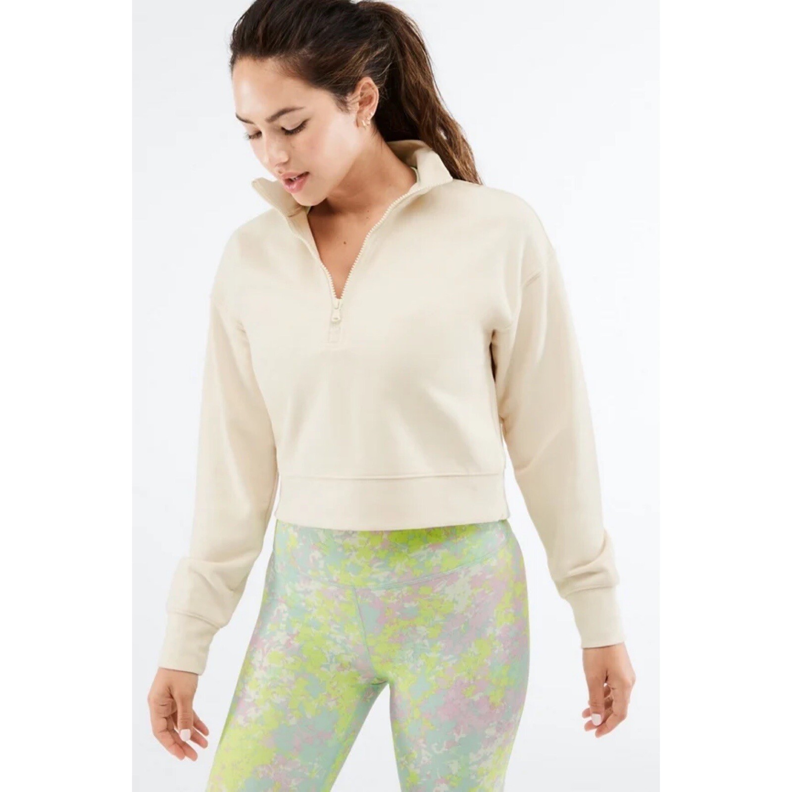 Fabletics Kat Half Zip Pullover Tapioca Sz Large - image 1
