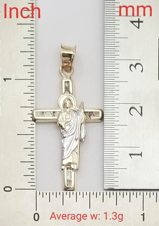 Colgante Religioso Cruz San Judas Oro Macizo 14k Foto 4 de 4