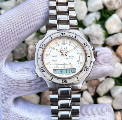 Rare Vintage Seiko Alba Ana/Digi Chrono-Alarm Japan Men's Quartz