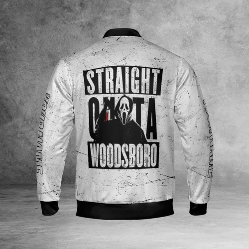 Personalized Horror Scream Ghostface Straight Outta Woodsboro Jacket image 3