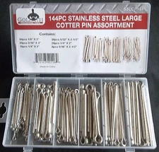 144pc GOLIATH INDUSTRIAL SSLCP144 STAINLESS STEEL LARGE COTTER PIN ASSORTMENT