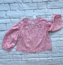 Pink and White Floral Gap Kids Girls Shirt. NWT. Size XS 4-5 .