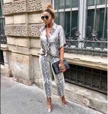 ZARA NEW WOMAN JEANS ZW PREMIUM CROPPED SNAKE PRINT PANT ALL SIZES 9632/249