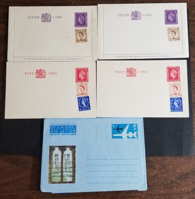 U.K.-4 Postals/ 1 Aerogram- Unused