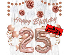 Rose Gold 25th Birthday Decorations for Women - 40" Number Balloons  More