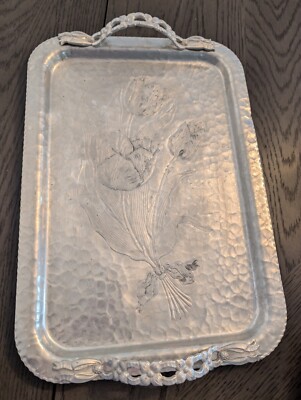 VTG Tray Aluminum Floral Rodney Kent Silver Co 408 | eBay