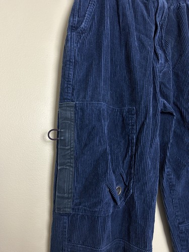 Vtg Y2K OP Ocean Pacific Baggy Fit Blue Corduroy Split-Hem Cargo Pants Youth XL - Picture 3 of 8