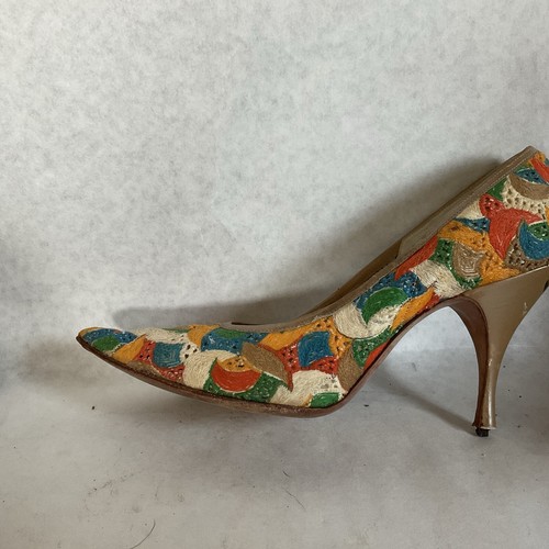 Vintage De Liso Debs by Palter Deliso Aria pumps multicolor embroidery 6.5 AAAA - Picture 7 of 15