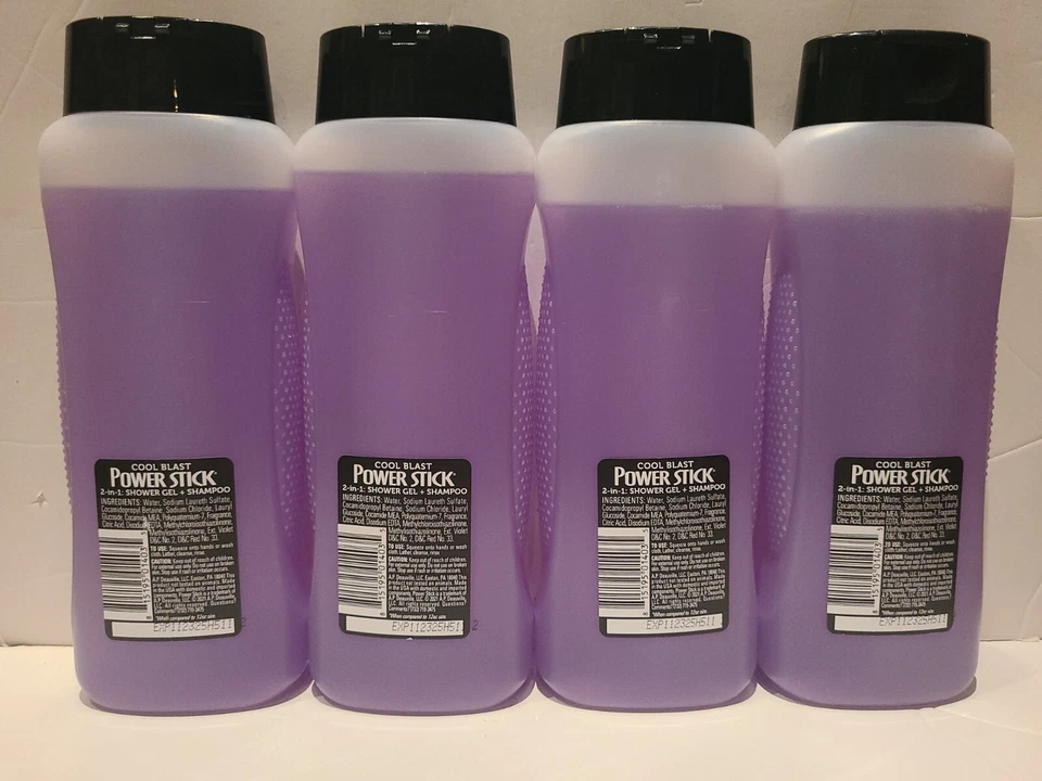 4X Power Stick 2 In 1 Shower Gel + Shampoo Cool Blast All Day Fresh 18OZ - Image 3 of 4