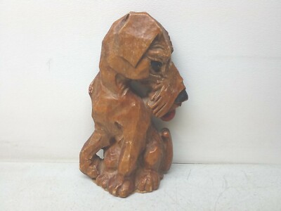 Hand Carved Wood Terrier Breed Dog Stand Or Wall Hanging Kennel Vet Office Decor