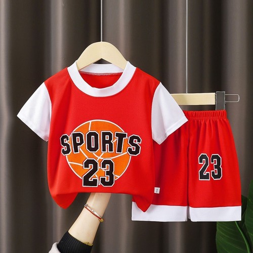 2pcs Boys' Summer Clothes Set - Basketball Sports T-Shirt & Shorts 0-10 Years - Picture 3 of 16