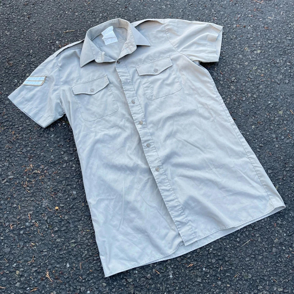 British Army Surplus Production Homme Manches Courtes Pierre Robe Chemise,Royal - Photo 3/4