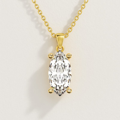 1.00 ctw Marquise Cut Diamond Solitaire Women's Pendant Necklace 14k Yellow Gold