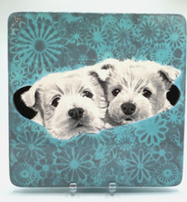Westie Terrier dog ceramic hand painted trivet hot plate OOAK art by artist