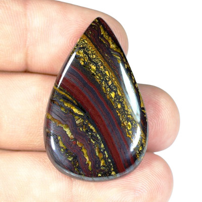 100% Natural Golden Fire Red Iron Tiger Pear Cabochon Gemstone BS-