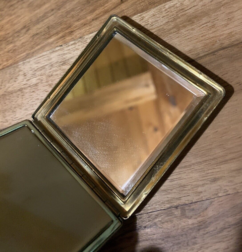 Madreperla vintage su ottone compatto con specchio soffio originale - Foto 5 di 9