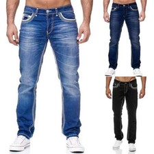 Straight Jeans Men Washed No Hole Jean Spring Summer Boyfriend Jeans Streetwear