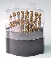 DRILLFORCE 29pcs HSS Jobber Length Titanium Coated Twist Drill Bits Set 1/16 - 1