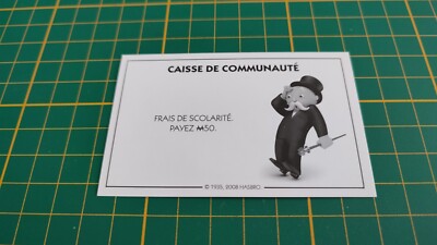 Hasbro C25 Community Kasse Karte Studiengebühren Monopoly Schnellteil