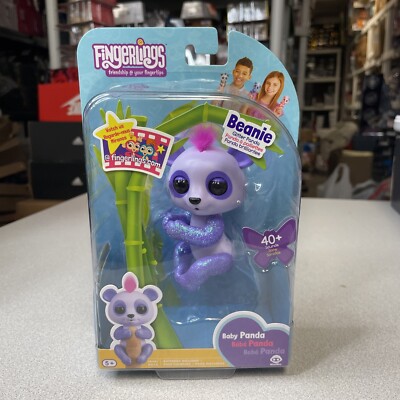 WowWee Baby Panda Purple Glitter Beanie Fingerlings Archie Panda Toy ...