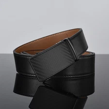 Mens Genuine Leather Ratchet Belts Adjustable Automatic Buckle Size 30 38 40 42