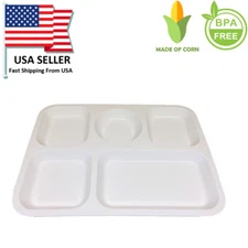 Top Quality 5 Compartment Food Serving Tray Birthday Party Made of Corn BPA Free