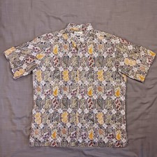 Reyn Spooner Hawaiian Shirt Mens XXL 2XL Reverse Print Fruit Leaves Plants Aloha
