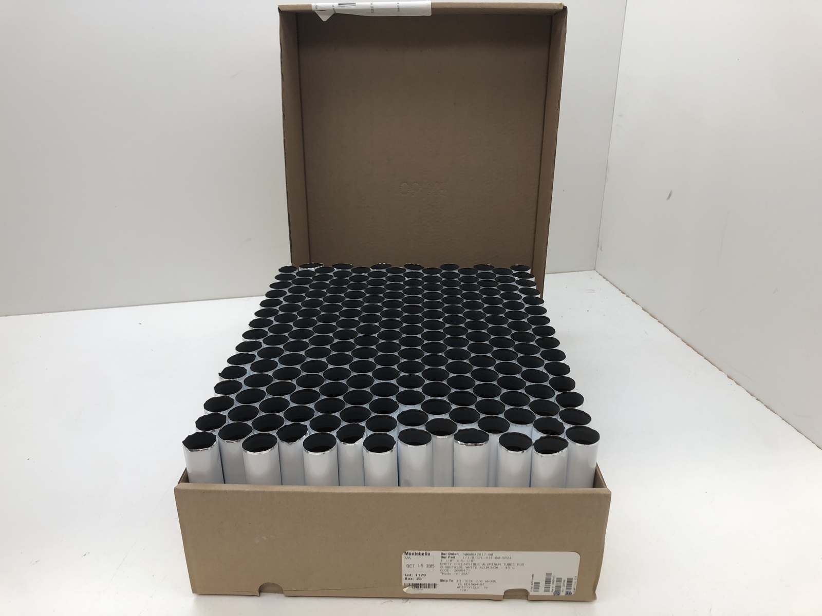 (QTY.210) MONTEBELLO 1/1/8/S/LHIT100SP24 EMPTY COLLAPSIBLE ALUMINUM