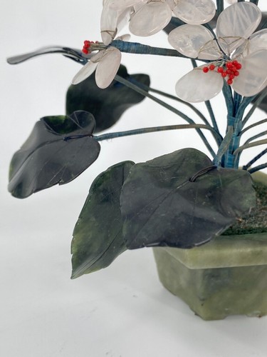 * 18CM CHINESISCHER BONSAI JADE STEIN BLÜTEN BAUM CHINA 50ER VINTAGE - Bild 6 von 12
