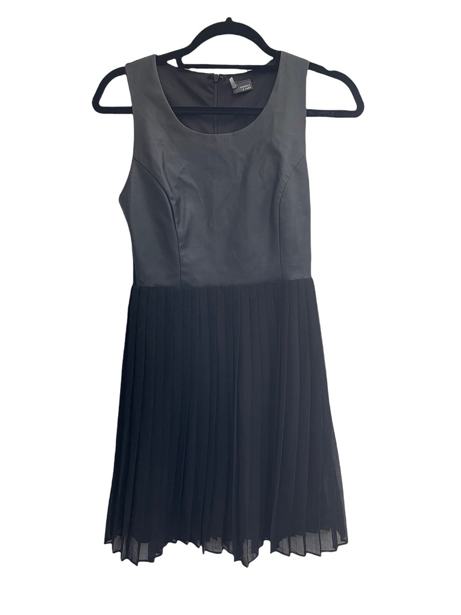 Urban Outfitters Sparkle & Fade 2 black faux leather pleated dress #4623
