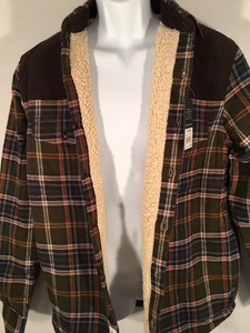 green flannel sherpa jacket