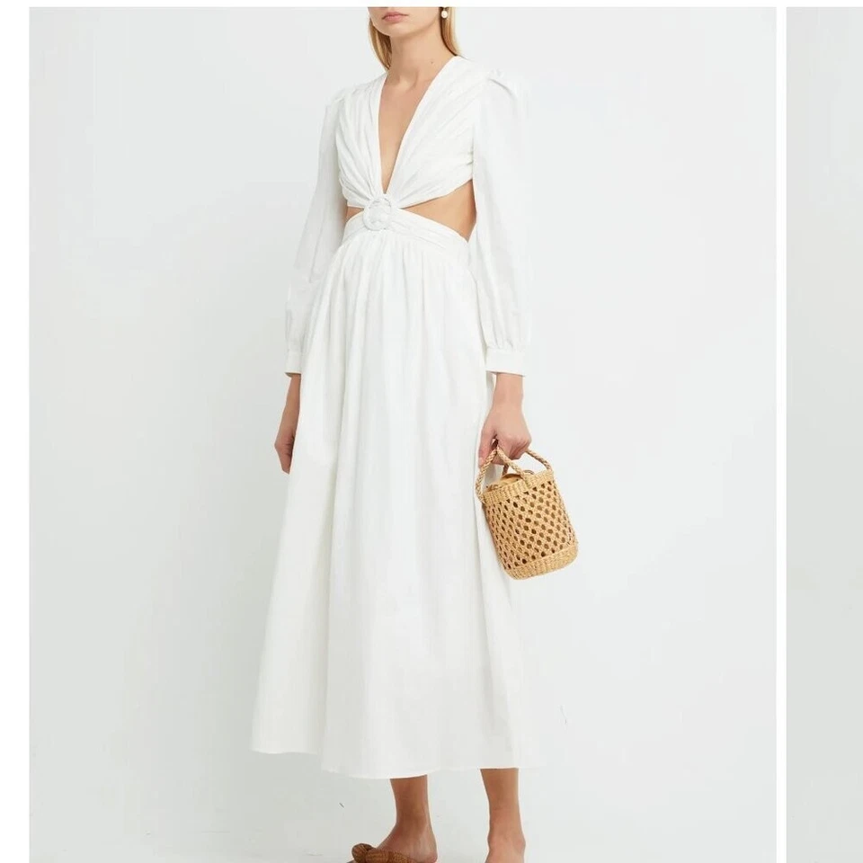 o.p.t Kimia Dress in White Flax & Cotton Size Medium - Bridal / Summer / Wedding - Image 2 of 4