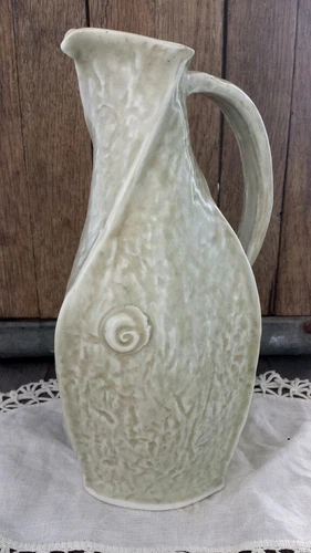 Unusual Studio Pottery Ceramic Pitcher Vase, Marked - Arts and Crafts