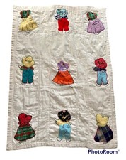 Vintage Handmade Sunbonnet Sue Overall Sam Baby Lap Quilt Blanket Crib Cottage