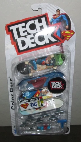 Tech Deck DC Comics Color Bars Skateboard Finger Board Superman Set of 4 NIB